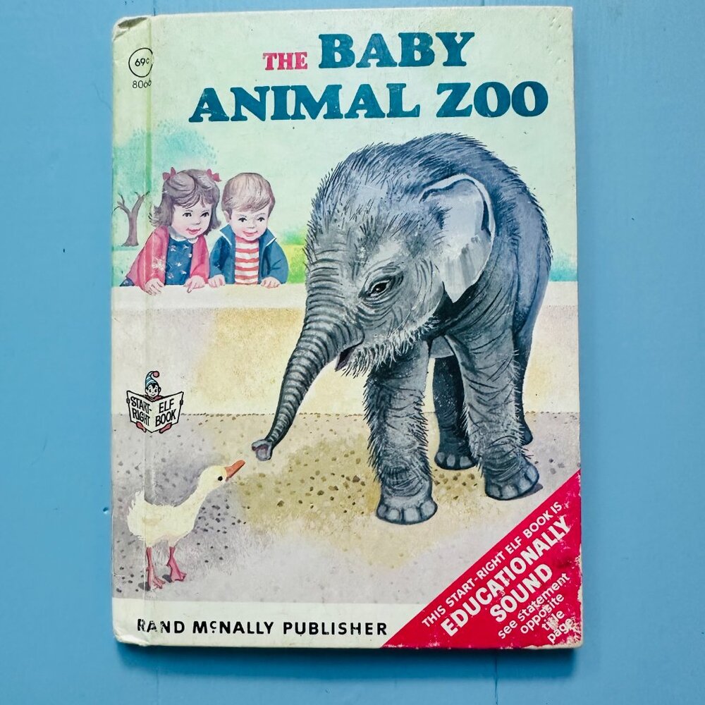 Vintage 1971 Baby Animal Zoo Rand McNally Elf Book Illustrated Children's HC